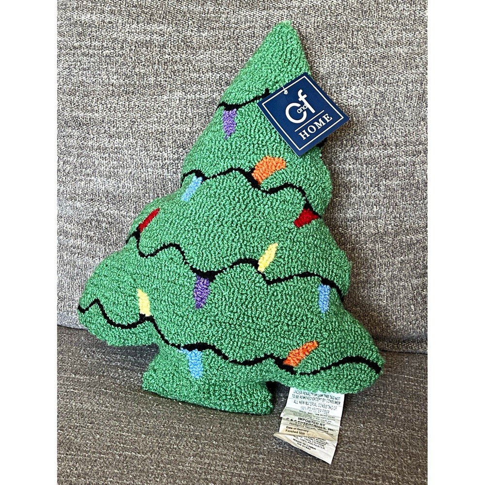 C&F Home Christmas Tree Shaped Pillow Green/Multicolor Polyester C44463015